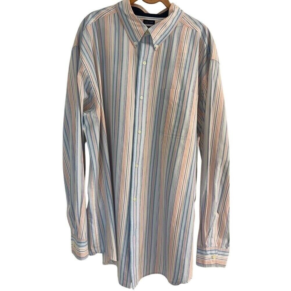 Chaps‎ Easy Care Men's Long Sleeve Blue Orange Striped XL